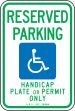 (ARIZONA) RESERVED PARKING HANDICAP PLATE OR PERMIT ONLY (W/GRAPHIC)