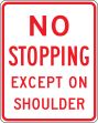 NO STOPPING EXCEPT ON SHOULDER