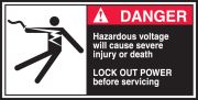 HAZARDOUS VOLTAGE WILL CAUSE SEVERE INJURY OR DEATH LOCK OUT POWER BEFORE SERVICING (W/GRAPHIC)
