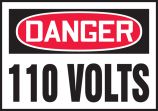 Safety Label, Header: DANGER, Legend: 110 VOLTS