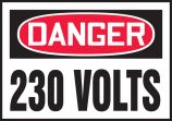 Safety Label, Header: DANGER, Legend: 230 VOLTS
