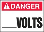 Safety Label, Header: DANGER, Legend: ___ VOLTS