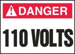 Safety Label, Header: DANGER, Legend: 110 VOLTS