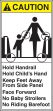 HOLD HANDRAIL HOLD CHILD'S HAND KEEP FEET AWAY FROM SIDE PANEL FACE FORWARD NO BABY STROLLERS NO RIDING BAREFOOT (W/GRAPHIC)