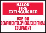 HALON FIRE EXTINGUISHER USE ON COMPUTER/TELEPHONE/ELECTRICAL EQUIPMENT