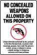 OHIO CONCEALED CARRY LAW - NO CONCEALED WEAPONS ALLOWED ON THIS PROPERTY ... (W/GRAPHIC)
