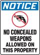 No Concealed Weapons Allowed On This Property (w/Graphic). 