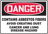 CONTAINS ASBESTOS FIBERS AVOID CREATING DUST CANCER AND LUNG DISEASE HAZARD
