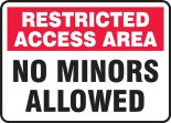 Safety Sign: Restricted Access Area - No Minors Allowed