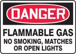 FLAMMABLE GAS NO SMOKING, MATCHES OR OPEN LIGHTS