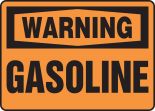 Safety Sign, Header: WARNING, Legend: GASOLINE