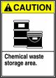 Safety Sign, Header: CAUTION, Legend: CHEMICAL WASTE STORAGE AREA (W/GRAPHIC)