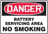 DANGER BATTERY SERVICING AREA NO SMOKING