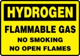 HYDROGEN FLAMMABLE GAS NO SMOKING NO OPEN FLAMES