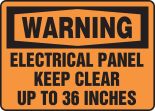 WARNING ELECTRICAL PANEL KEEP CLEAR UP TO 36 INCHES