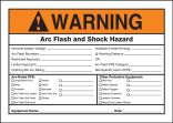 Safety Sign, Header: WARNING, Legend: ARC FLASH AND SHOCK HAZARD APPROPRIATE PPE REQUIRED ___ FLASH HAZARD BOUNDARY ___ INCIDENT ENERGY AT 18 INC...