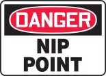 Safety Sign, Header: DANGER, Legend: NIP POINT