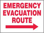 EMERGENCY EVACUATION ROUTE (ARROW RIGHT)