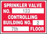 SPRINKLER VALVE No. ___ CONTROLLING BUILDING NO. ___ ___ FLOOR
