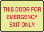 THIS DOOR FOR EMERGENCY EXIT ONLY (GLOW)