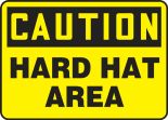 Safety Sign, Header: CAUTION, Legend: CAUTION HARD HAT AREA