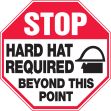STOP HARD HAT REQUIRED BEYOND THIS POINT (W/GRAPHIC)