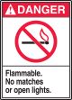 FLAMMABLE NO MATCHES OR OPEN LIGHTS (W/GRAPHIC)