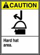 Safety Sign, Header: CAUTION, Legend: HARD HAT AREA (W/GRAPHIC)