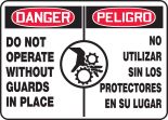 DO NOT OPERATE WITHOUT GUARDS IN PLACE (W/GRAPHIC) (BILINGUAL)