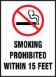 SMOKING PROHIBITED WITHIN 15 FEET W/GRAPHIC (KENTUCKY)