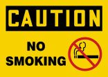 Safety Sign, Header: CAUTION, Legend: NO SMOKING (W/GRAPHIC)
