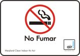 NO FUMAR MARYLAND CLEAN INDOOR ACT W/GRAPHIC