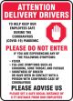 Safety Sign: Attention Delivery Drivers To Help Keep Our Employees safe ...