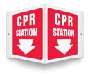 Safety Sign, Legend: CPR STATION (ARROW)