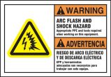 Bilingual ANSI Warning Safety Label: Arc Flash And Shock Hazard - Appropriate PPE And Tools Required When Working On This Equipment