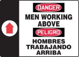 MEN WORKING ABOVE (ARROW) (BILINGUAL)