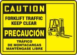 Safety Sign, Header: CAUTION, Legend: FORKLIFT TRAFFIC KEEP CLEAR (W/GRAPHIC) (BILINGUAL)