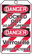 DANGER LOCKED OUT DO NOT OPERATE (LOCK OUT TAG) (English/French)