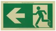Safety Signs: Ultra-Glow™ Running Man Exit, Left Arrow