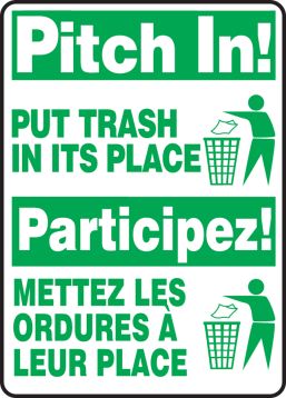PINCH IN PUT TRASH IN ITS PLACE (BILINGUAL FRENCH)