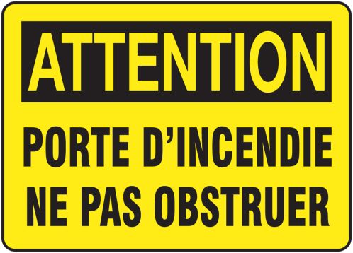 ATTENTION PORTE D'INCENDIE NE PAS OBSTRUER (FRENCH)