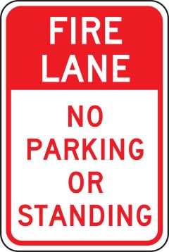 FIRE LANE NO PARKING OR STANDING