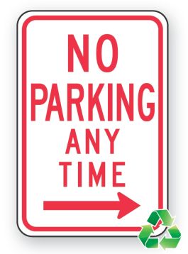 NO PARKING ANY TIME (w/ arrow left or right)