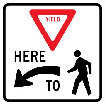 YIELD HERE TO PEDESTRIANS (LEFT ARROW AND GRAPHICS)