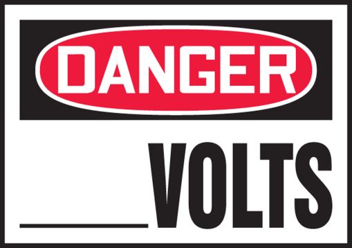 Safety Label, Header: DANGER, Legend: ___ VOLTS