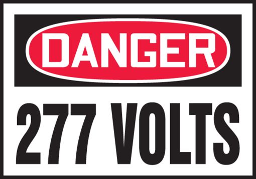 Safety Label, Header: DANGER, Legend: 277 VOLTS
