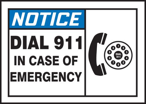 DIAL 911 IN CASE OF EMERGECNY (W/GRAPHIC)