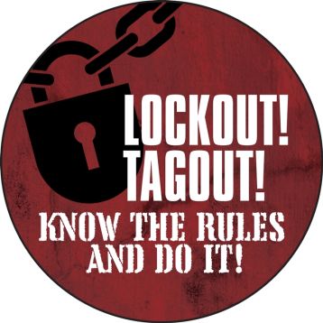 Hard Hat Stickers: Lockout! Tagout! - Know The Rules And Do It!