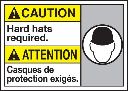 CAUTION HARD HATS REQUIRED (W/GRAPHIC)
