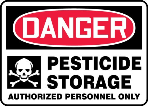 Safety Sign, Header: DANGER, Legend: PESTICIDE STORAGE AUTHORIZED PERSONNEL ONLY (W/GRAPHIC)